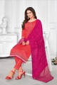 Cotton Eid Pakistani Suit in Rust Pink with dupatta