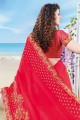 Elegant Pink Silk Saree with Embroidered