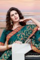 Silk Rama Green Saree in Embroidered
