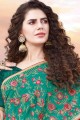 Silk Embroidered parrot Green Saree with Blouse