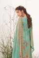 Cotton Eid Palazzo Suit with Cotton in Light Teal Blue
