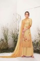 Light Fawn Yellow Cotton Eid Palazzo Suit with dupatta