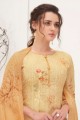 Light Fawn Yellow Cotton Eid Palazzo Suit with dupatta