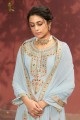 Eid Palazzo Suit in Light Blue Silk with Jacquard