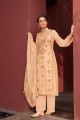 Fawn Peach Jacquard Palazzo Pant Eid Palazzo Suit in Silk