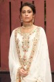 Off White Jacquard Eid Palazzo Suit in Silk