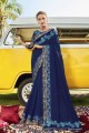 Alluring Blue Saree in Embroidered Silk