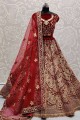 Gorgeous Maroon Velvet Bridal Lehenga Choli