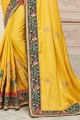 Yellow Saree with Embroidered Silk