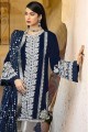 Navy Blue Faux Georgette Straight Pant Eid Pakistani Suit in Faux Georgette