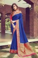 Royal Blue Saree in Weaving Silk
