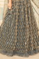 Grey Lehenga Choli in Embroidered Soft Net