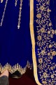 Georgette Eid Anarkali Suit with Georgette in Blue