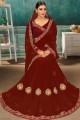 Maroon Saree in Chiffon with Embroidered