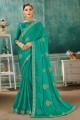 Chiffon Saree in Sea Green with Embroidered
