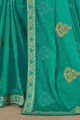 Chiffon Saree in Sea Green with Embroidered