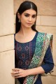 Navy Blue Cotton Eid Palazzo Suit with Cotton