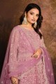 Levender Purple Net Churidar Eid Anarkali Suit in Net