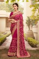 Party Wear Saree in Wine Purple Silk with Embroidered