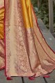 Weaving Silk Yellow South Indian Saree Blouse