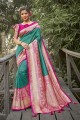 Weaving Silk South Indian Saree in Rama Green with Blouse