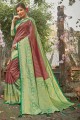 Stylish Silk Maroon South Indian Saree in Weaving