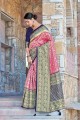 Fascinating Pink South Indian Saree with Weaving Silk