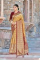 Musterd Yellow Weaving South Indian Saree in Silk