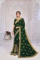 Designer Green Saree in Embroidered Silk