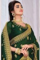 Designer Green Saree in Embroidered Silk