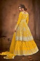 Eid Anarkali Suit in Yellow Net with Net