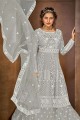 Grey Net Eid Anarkali Suit with dupatta