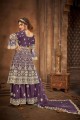 Net Sharara Suit in Violet with Net