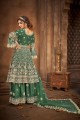 Net Sharara Suit in Green Net
