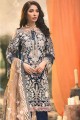 Gorgeous Faux Georgette Palazzo Suit with Faux Georgette in Navy Blue