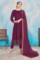 Magenta Rayon Palazzo Suit in Rayon