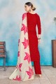 Red Rayon Palazzo Suit with Rayon