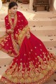 Latest Embroidered Bridal Saree in Red Georgette