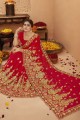Red Bridal Saree with Embroidered Georgette