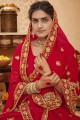 Red Bridal Saree with Embroidered Georgette