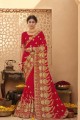 Red Embroidered Bridal Saree in Georgette