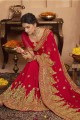 Red Embroidered Georgette Bridal Saree