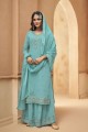 sky Blue Sharara Suit with Georgette