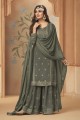Georgette Sharara Suit with Georgette in rama Grey