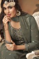 Georgette Sharara Suit with Georgette in rama Grey