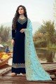Navy Blue Palazzo Suit in Georgette