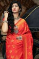 Banarasi raw Silk Saree with Weaving in Red
