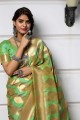 Green Weaving Banarasi raw Silk Saree