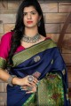 Ravishing Weaving Banarasi raw Silk Saree in Navy Blue