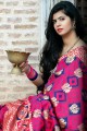 Weaving Banarasi raw Silk Saree in Pink with Blouse